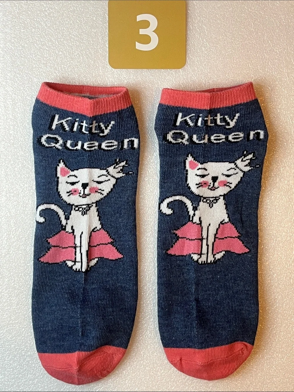 Sleepy Kitty Purple & Pink Cat Ankle Socks - Unbranded Pick 1 Pair